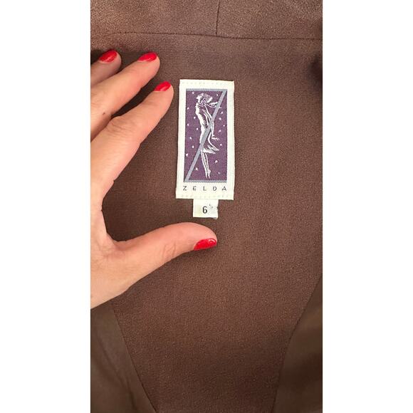 Zelda Brown Embellished Blazer Jacket Women’s Size 6 USA Darted Fit - Picture 11 of 15